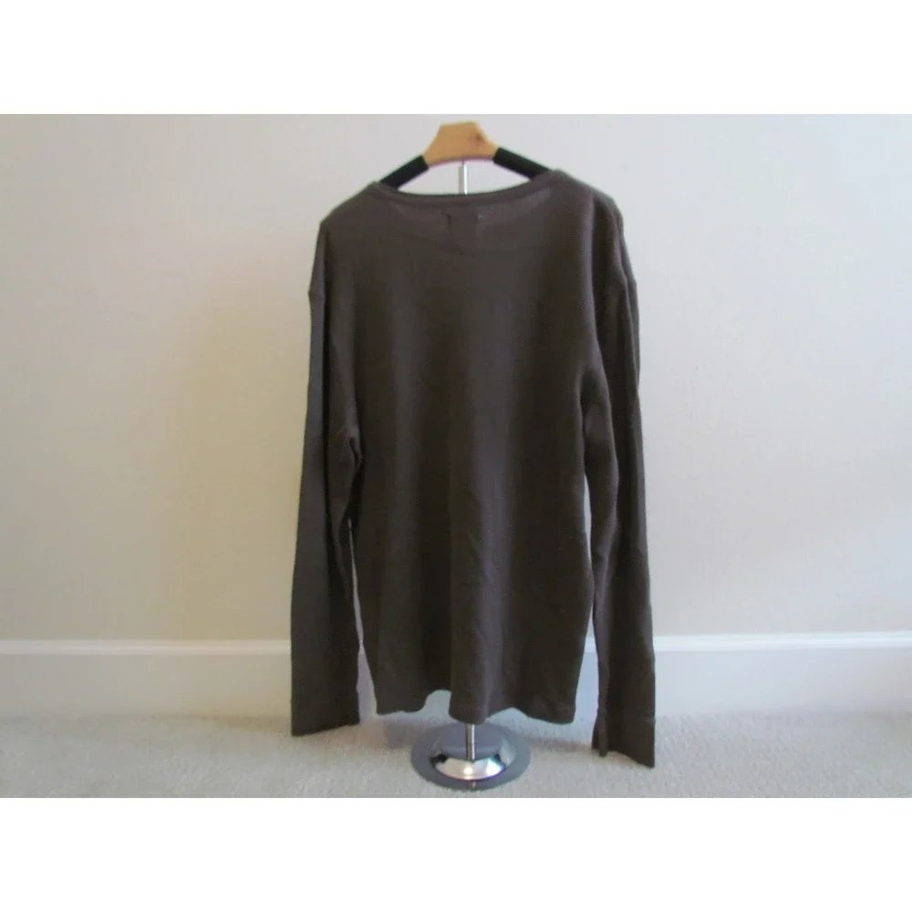 J. Crew Thermal Henley Shirt XL Brown Outdoorsman Waffle Knit Cotton Mens